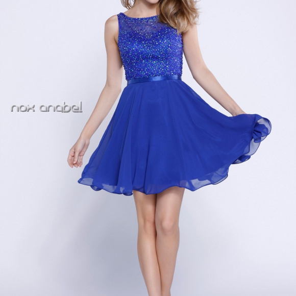 Blue Sleeveless Party Short Dress - Picture 1 of 3